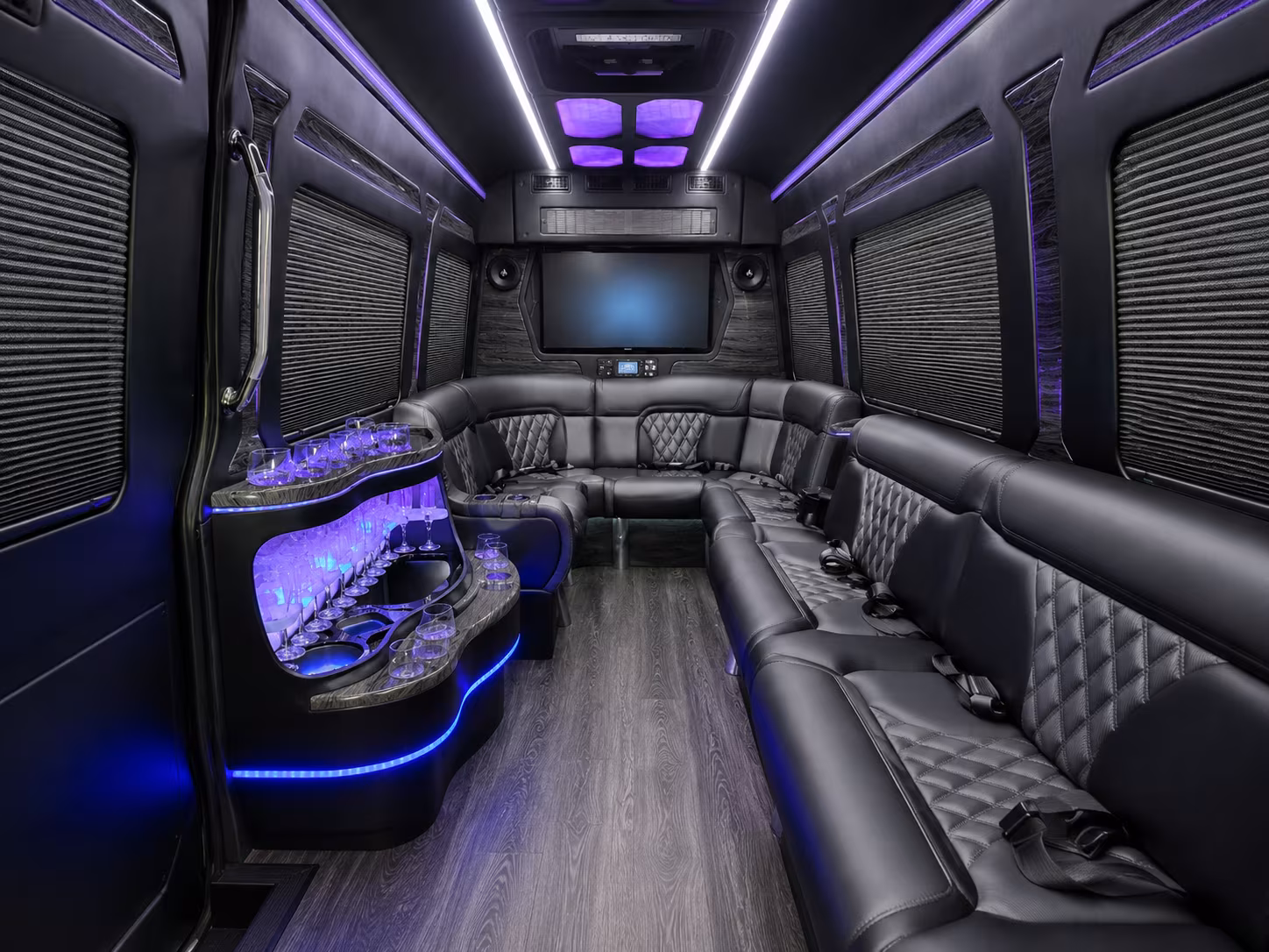 danbury 30 passenger party bus interior