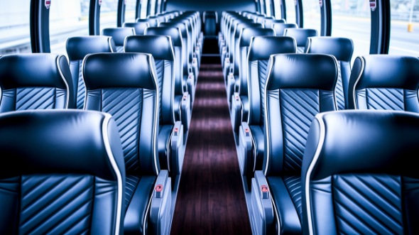 56 passenger charter bus inside mount vernon